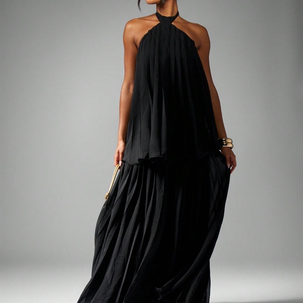 Missguided Black Halter Maxi Dress View 4